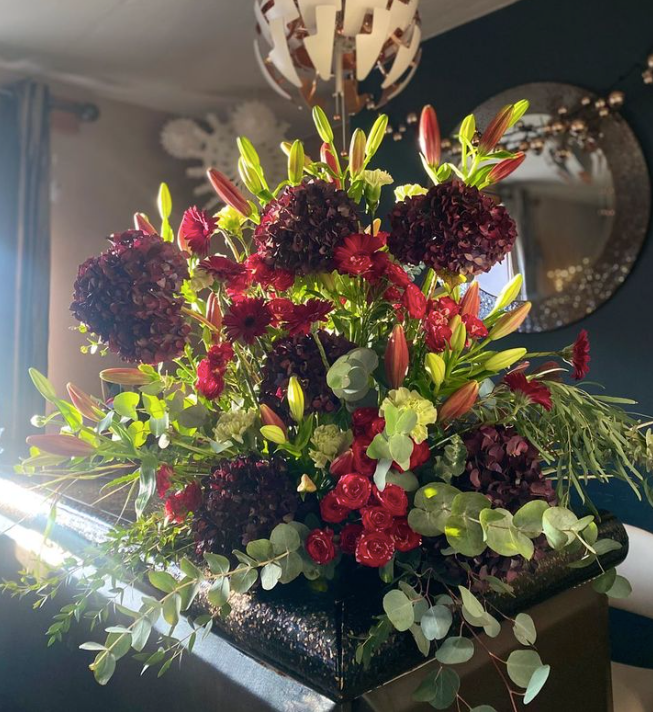 Arrangement set in floral foam