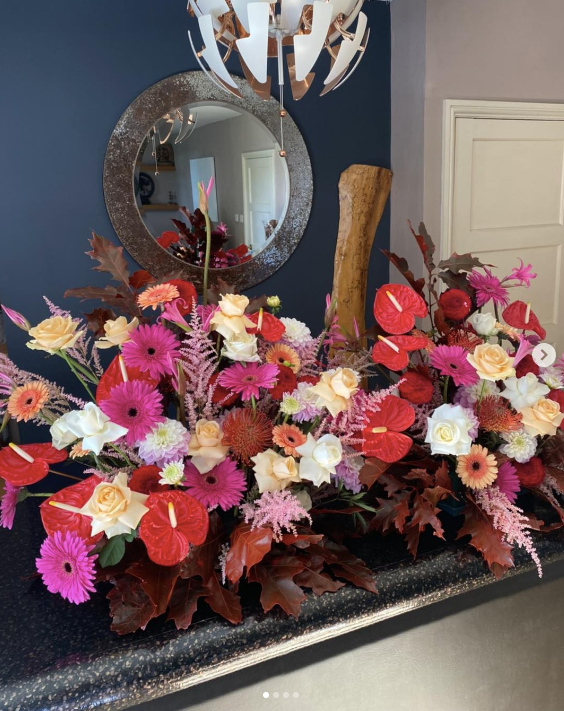 Arrangement set in floral foam